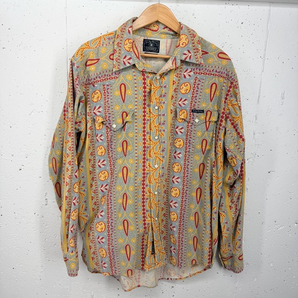 Lucky Brand Other - Lucky Brand Men’s Size XXL Southwest Paisley Pearl Snap Corduroy Shirt